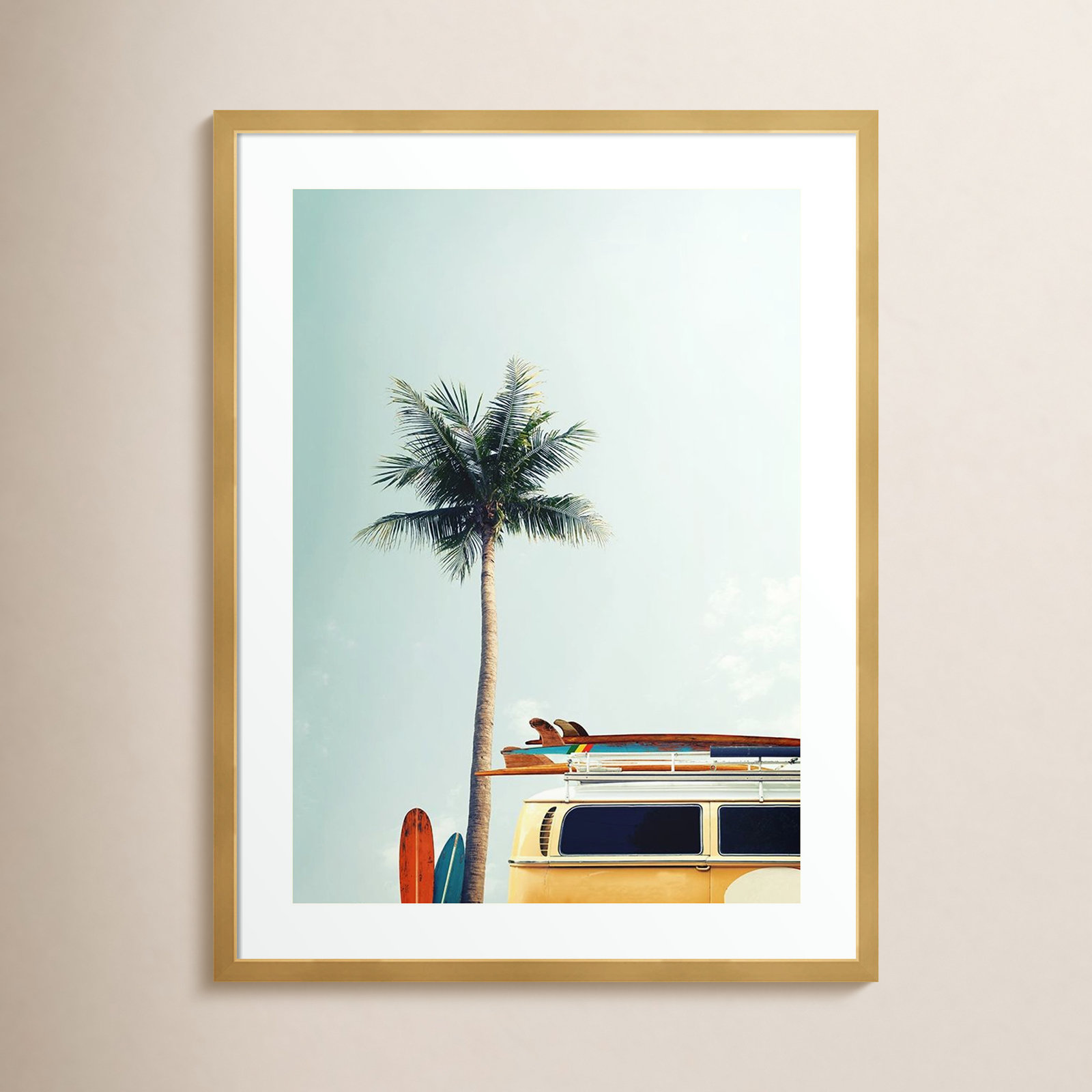 Raleigh "Surf Bus Yellow" Photo Print, Gold, 27.5" H x 21" W x 0.75" D
