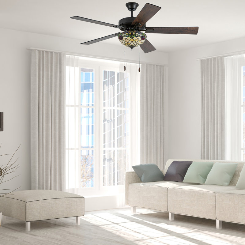 Ventilateur de plafond en verre coloré 52 po avec télécommande Westley 