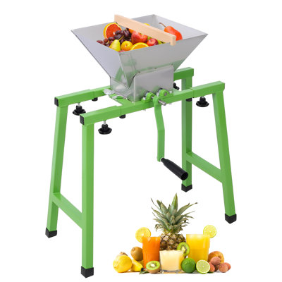 7L Manual Fruit Crusher Grinder, Stainless Steel Apple Grinder Scratter, 304 SS for Cider, Wine Making & Home Brewing