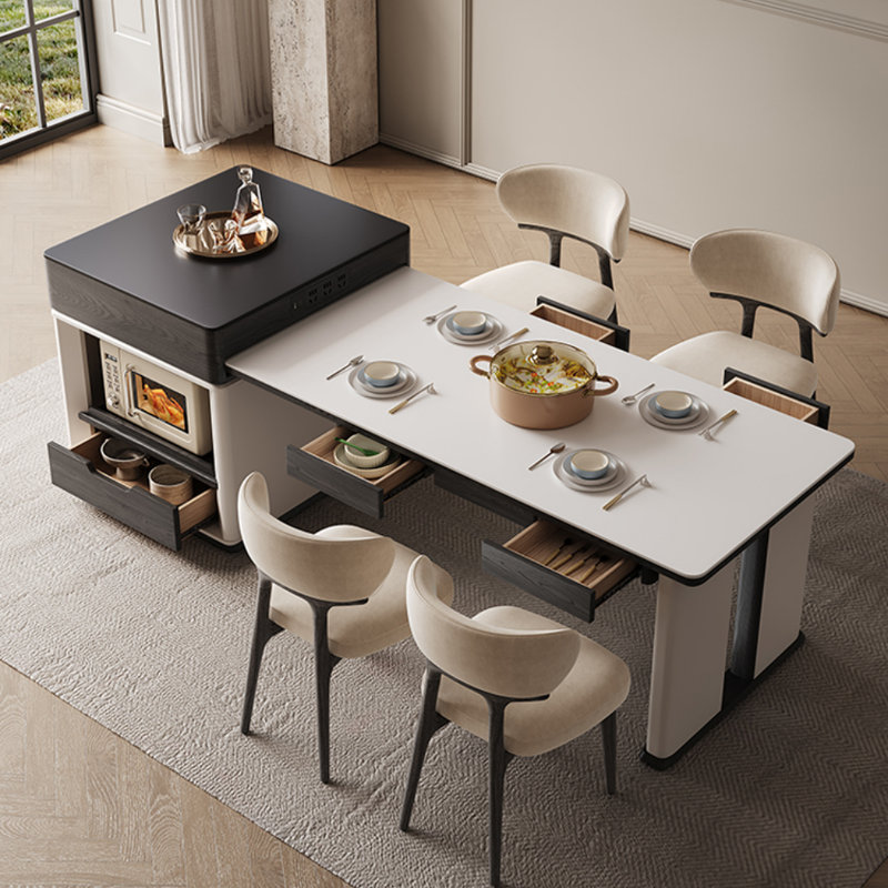 Table de salle à manger de luxe moderne, simple et légère, Noir / blanc