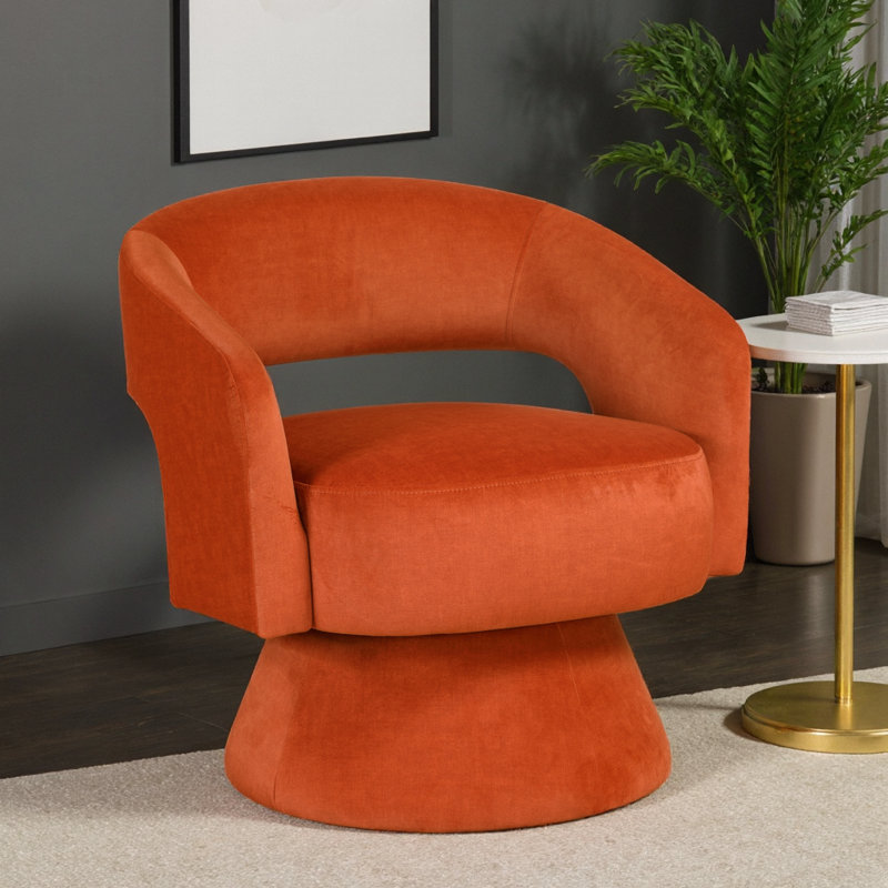 Modern Luxury Orange Velvet Swivel Accent Chair - Plush Comfort & Timeless Design, Orange Velvet 