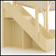 Lit mezzanine simple en bois massif avec garde-robe intégrée, rangement et tablettes à côté, garde-corps pleine longueur et escalier, aucun sommier nécessaire, naturel-131377661-131377662