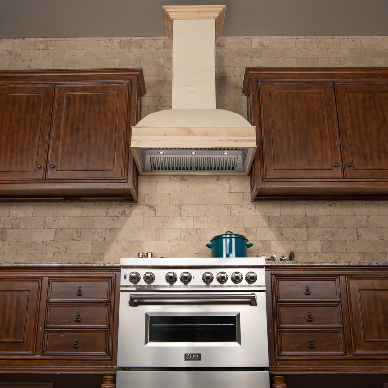 30" Wood 700 CFM Ducted Wall Mount Range Hood, Unfinished Wood