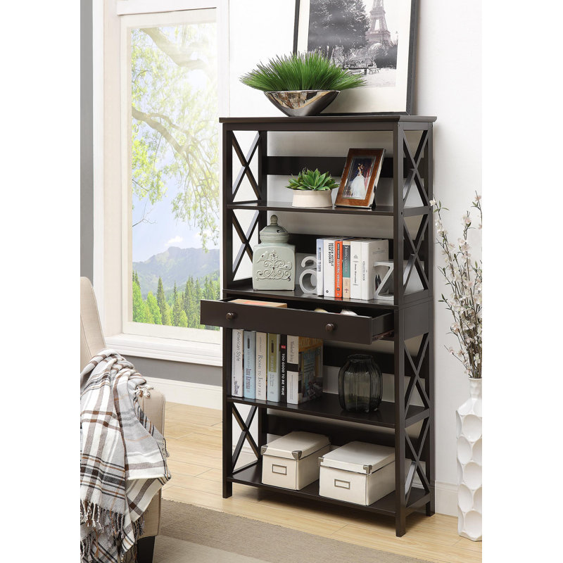 Oakden Etagere Storage Bookcase with Drawer, Black