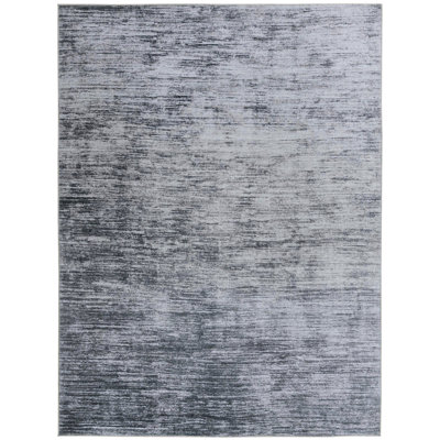 Tapis gris en chenille tissé à la machine Ikhasa