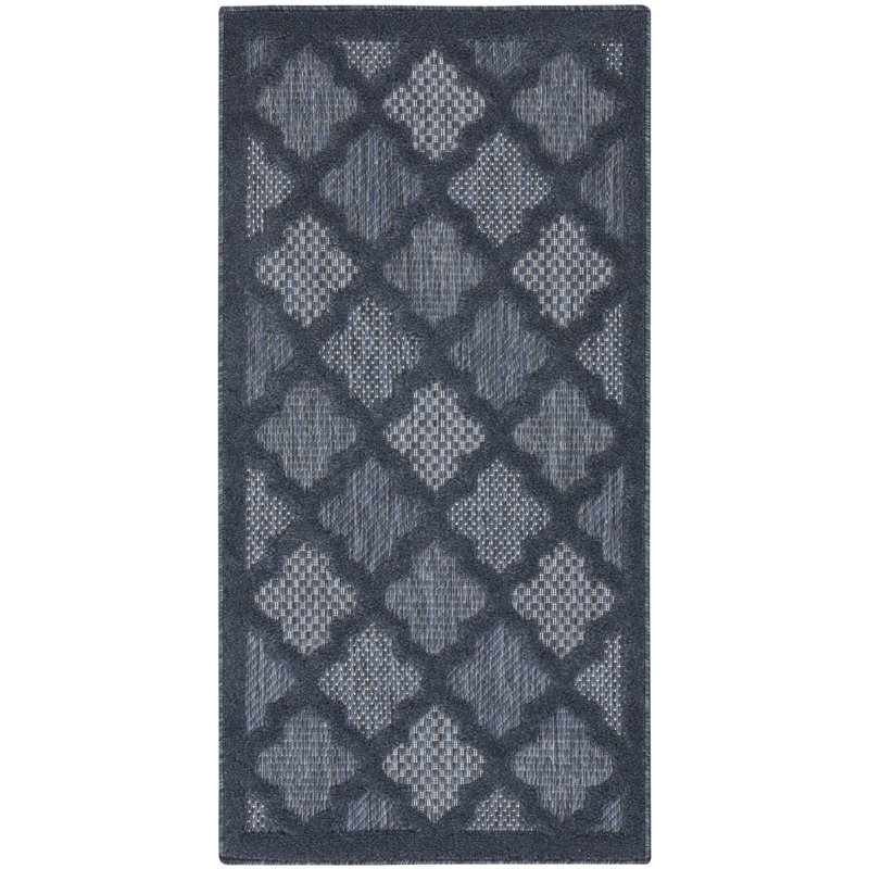 Tapis intérieur / extérieur bleu marine Adianey Red Barrel Studio Easy Care, Tapis de couloir 2 pi x 4 pi