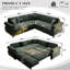 Canapé-lit modulaire en L 88,2 po avec lit escamotable, garniture cloutée, accoudoirs roulés et revêtement en chenille pour le salon, l’appartement, le bureau-1221798079