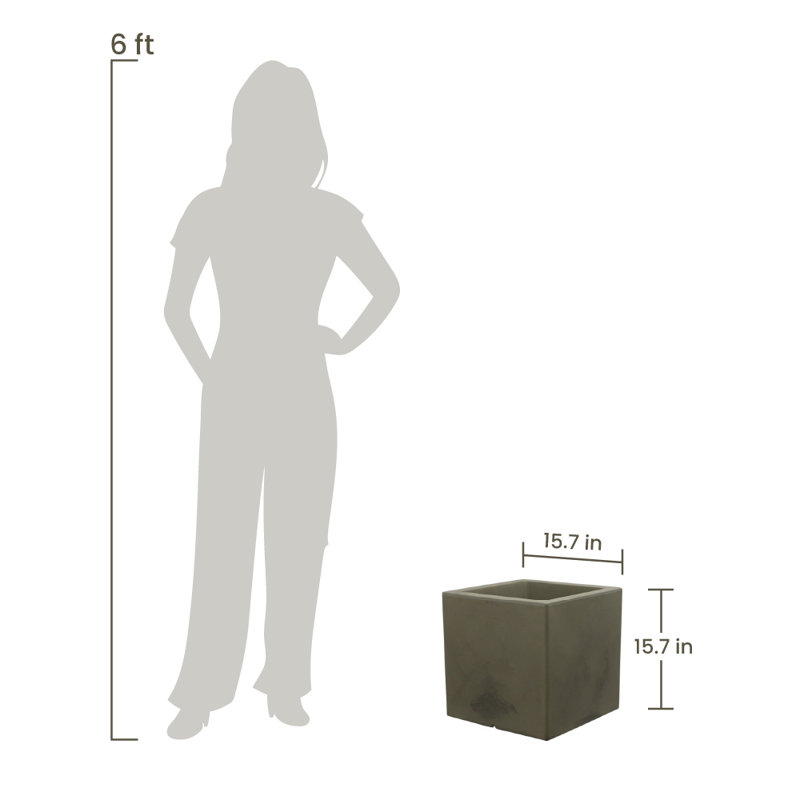 Pot à fleurs en polyéthylène Wandie, Taupe, H 15,7 po x l 15,7 po x P 15,7 po
