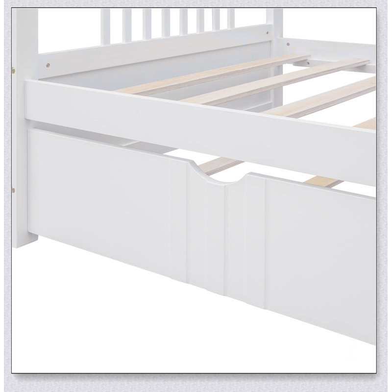Lit de jour avec couchette en bois, Lit simple, Blanc