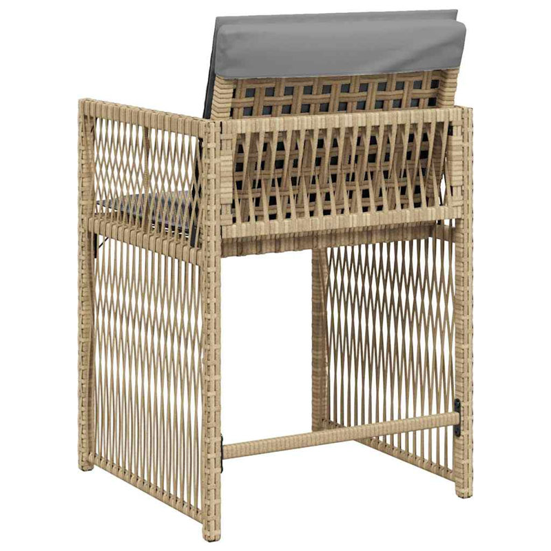 Outdoor Patio Dining Armchair with Cushion, Grey, Beige