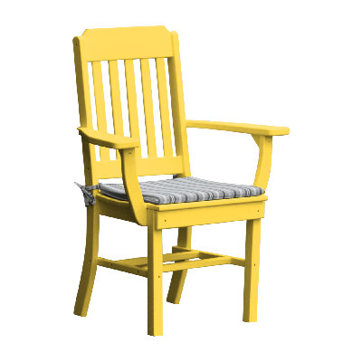 Keystone Amish Co. Traditional Poly Composite Outdoor Dining Chair with Arms, Lemon Yellow