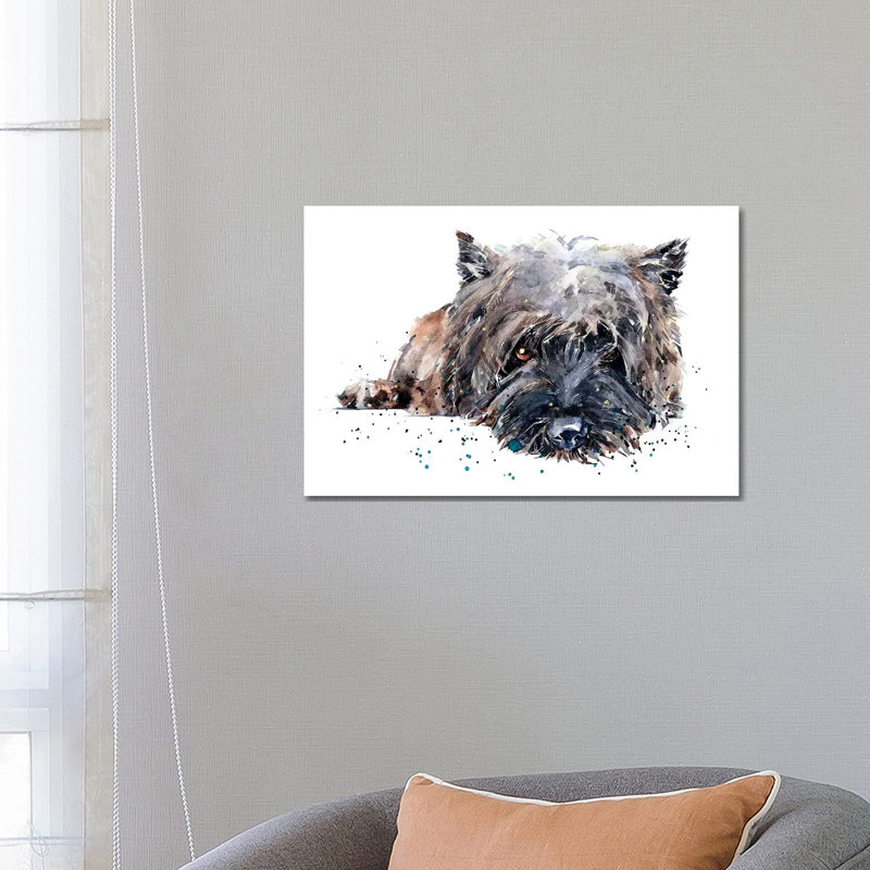 «Cairn Terrier II» par EdsWatercolours - impression, H 18 po x l 26 po x P 1,5 po, Toile tendue, Pas de tapis