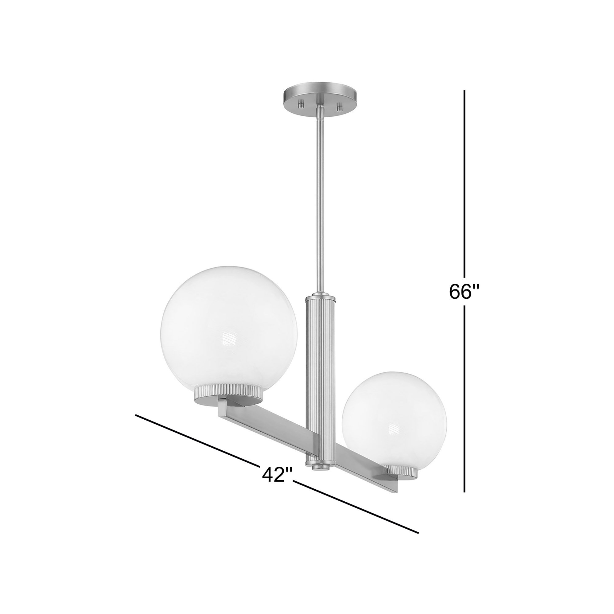 Claudette 2-Light Linear Chandelier, Natural Brass