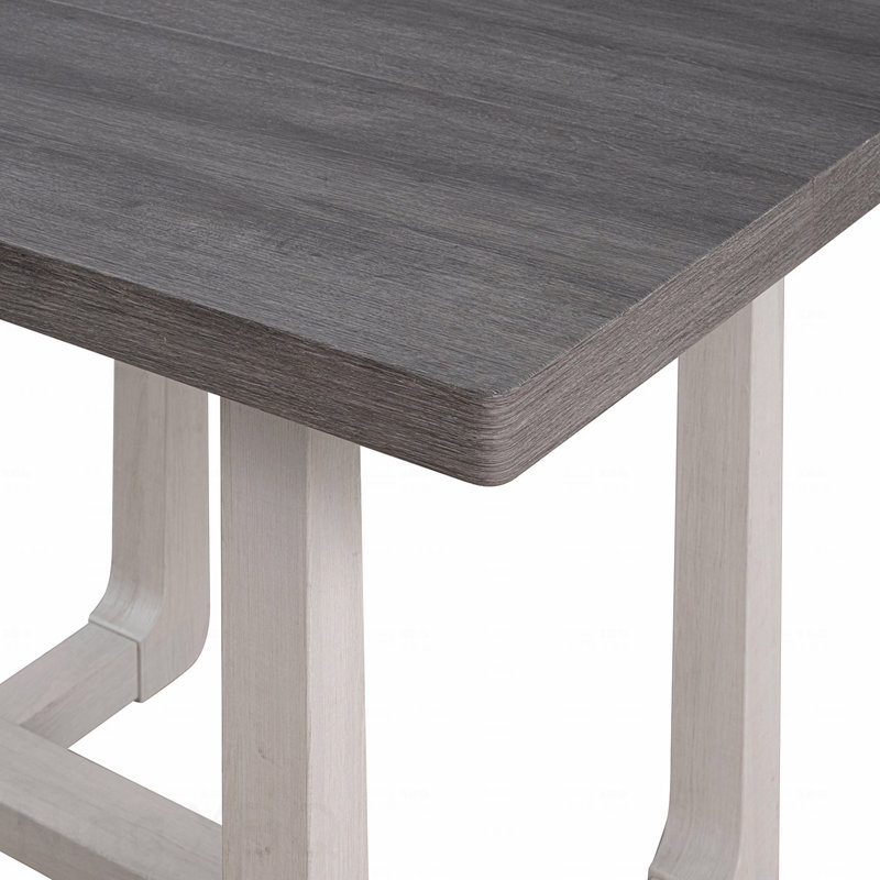 Transitional Dining Table Gray Wood Rectangle Trestle Base, Light Gray/Gray