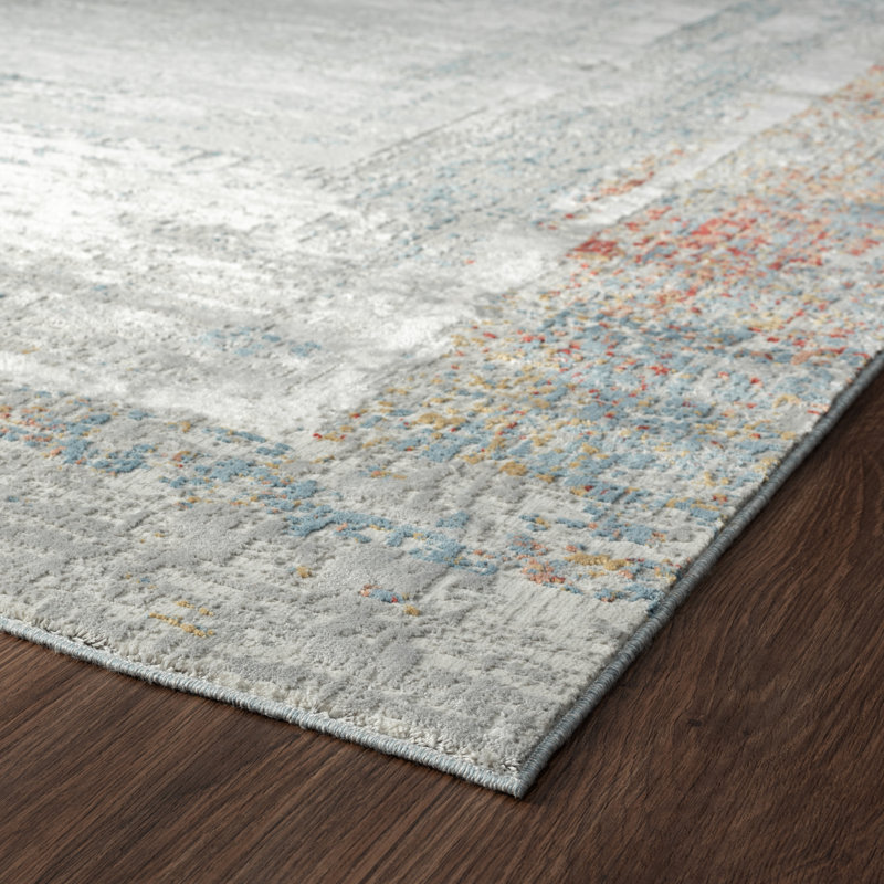 D Abstract Area Rug in Gray, Rectangle 8'6" x 11'6"