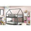 Lit superposé simple au-dessus de gris bas - en forme de maison pour un sommeil sécuritaire avec repos confortable inclus