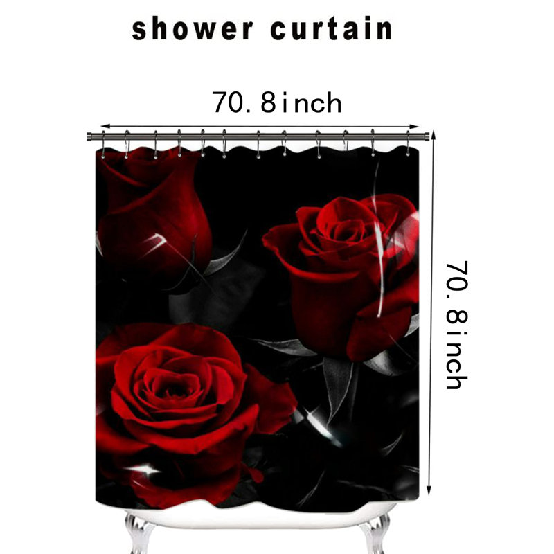 Ensemble de rideau de douche en plastique 5 pièces + crochets