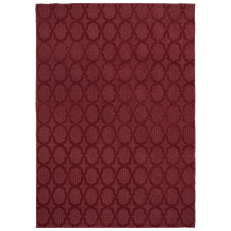Tapis touffeté à motif géométrique rouge chili, Rectangle 6 pi x 9 pi