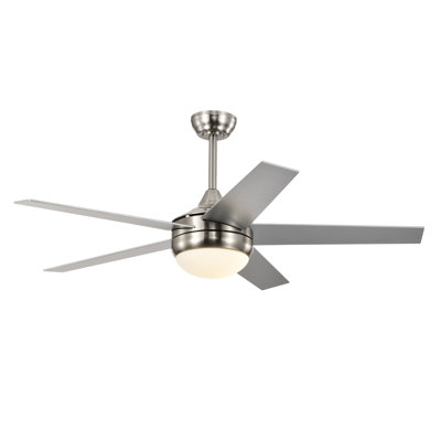 52 in. 5-Blade Brushed Nickel Indoor LED Ceiling Fan with Remote Control, Reversible DC Motor