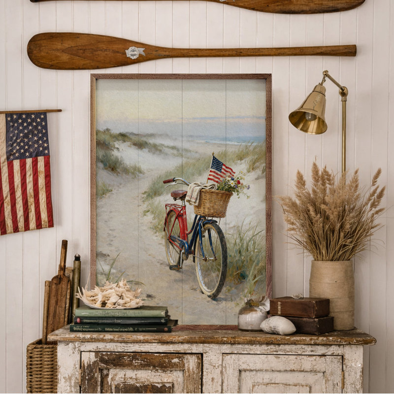 Patriotic Bike On The Coast, H 8 po x l 5 po