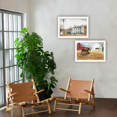 Trendy Decor 4U 2- Piece Vignette Washday And Granddad's Old Truck Framed Wall Art For Living Room, Bedroom Wall Art Print For Home Decor By Billy Jacobs