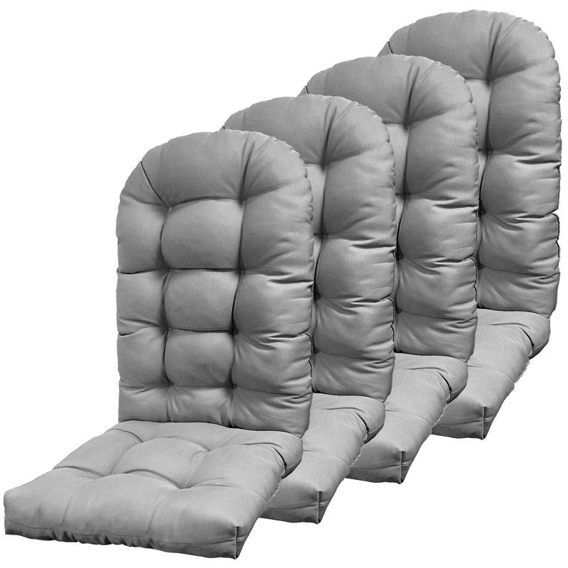 Ensemble de chaises Adirondack et coussins épais, par 4, gris