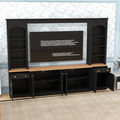 Entertainment Center with Bookshelves, Storage Drawers and Cabinets