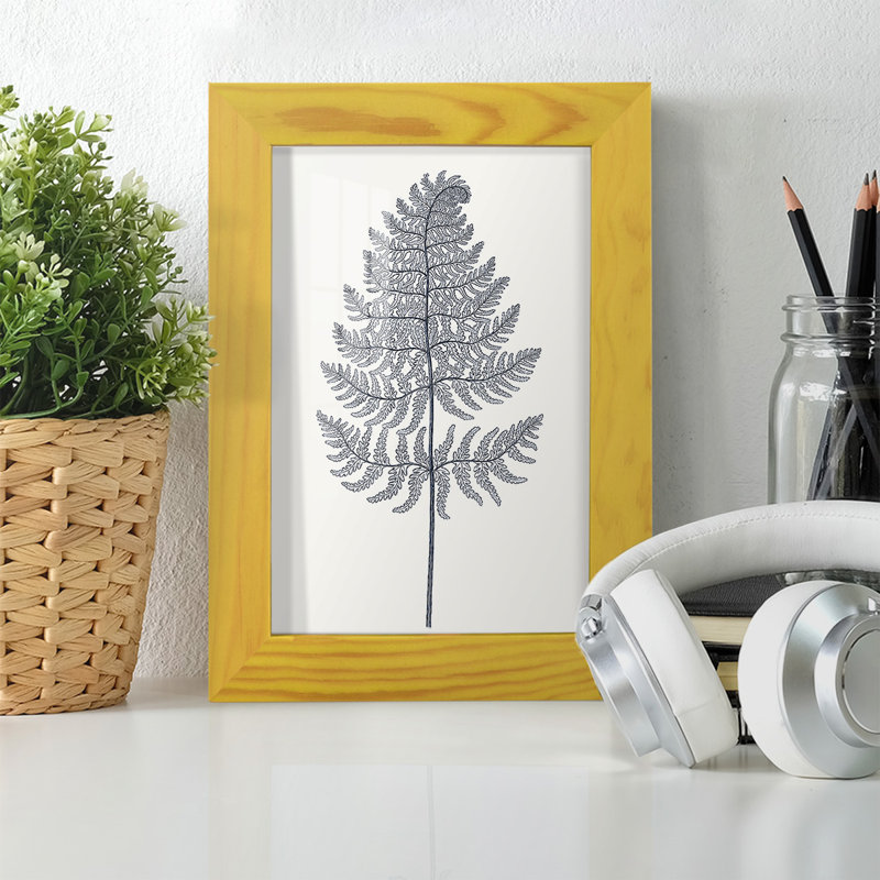 Indigo Botany Study VIII - Reproduction d'un seul cadre photo, H 9 po x l 7 po x P 1 po, Jaune