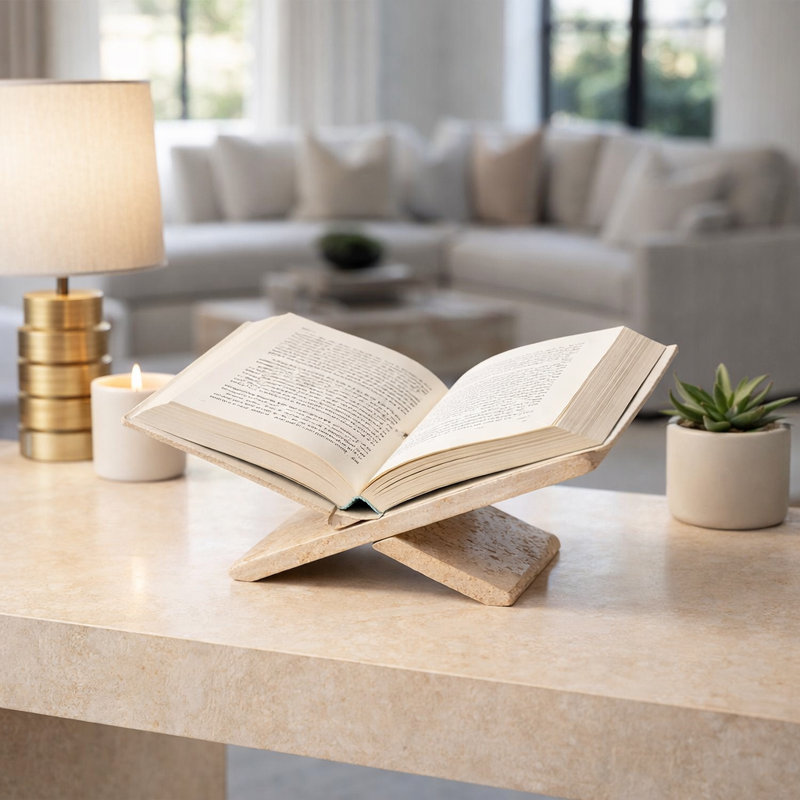 Présentoir à livres Marble, Brun clair, travertin