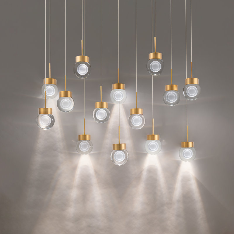 Double Bubble 14 - Light Aged Brass LED Cluster Pendant