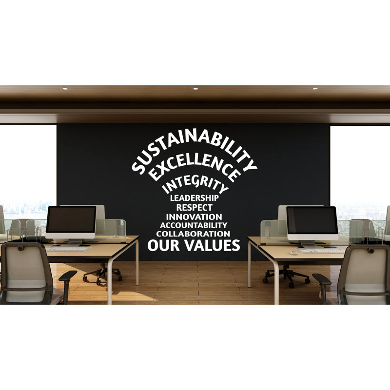 Adhésif décoratif nos nuages de mots «Our Values» - citation inspirante, décoration de bureau, art mural de motivation, conception personnalisable pour bureau 575DLU