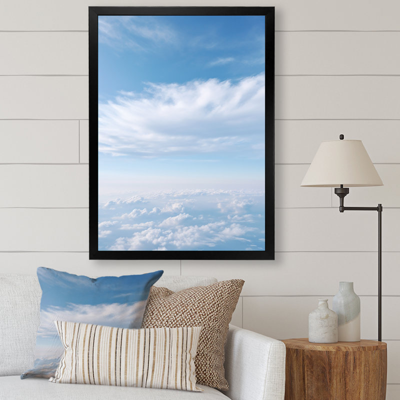 " White Sky Pure Elegance V ", 32" H x 24" W x 1" D, Black Picture Frame