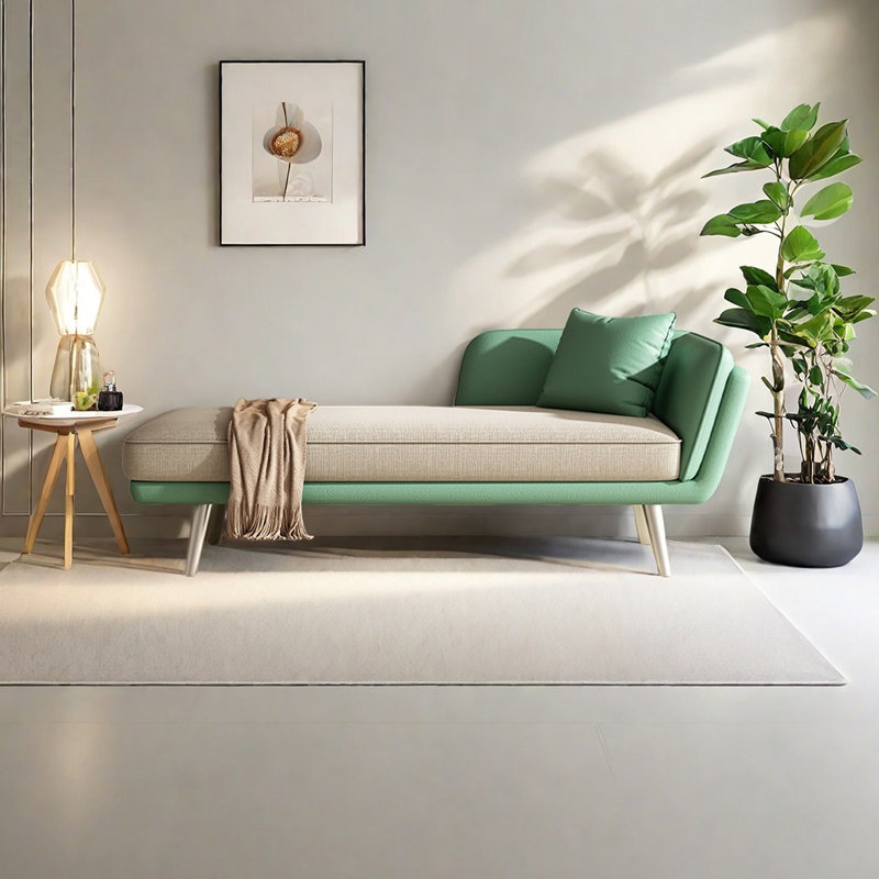 Modern minimalist sponge lounge chair, Green;White, Right Hand Facing