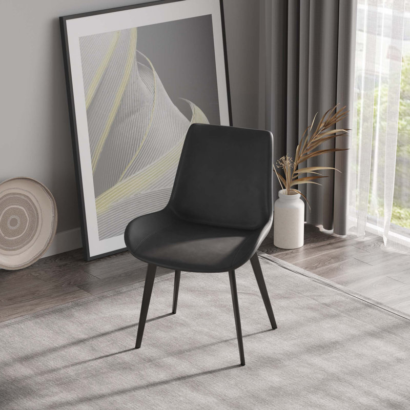 Modern Dining Chair Living Room Metal Leg Dining Chair-2pcs/ctn, Black