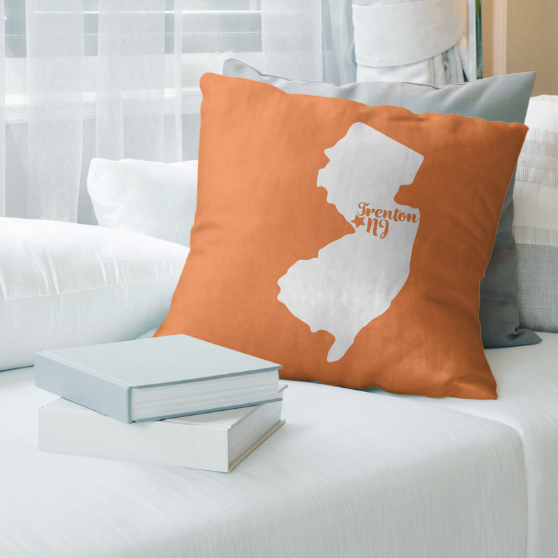Housse de coussin en lin, Trenton, 16 po x 1 po, Orange
