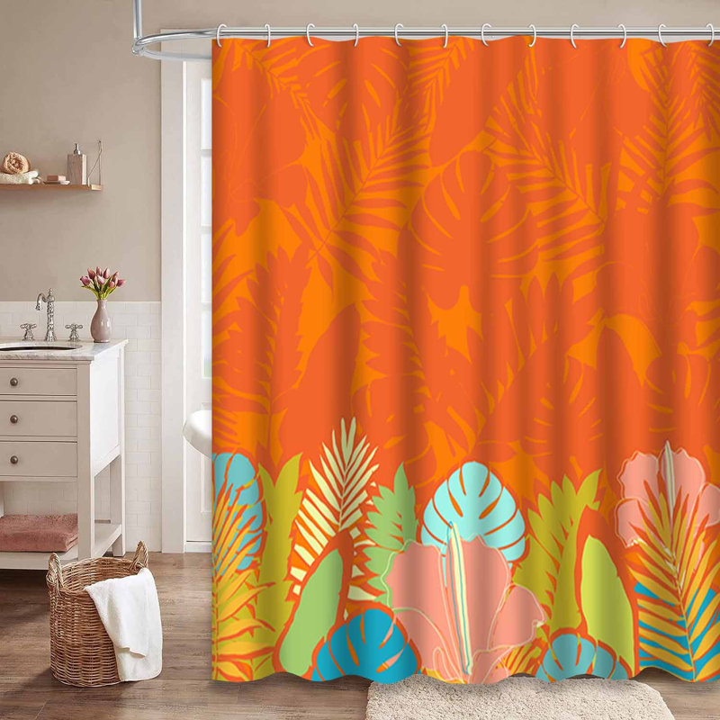 Rideau de douche imperméable avec 12 crochets Palm Island, L 72 po x l 78 po
