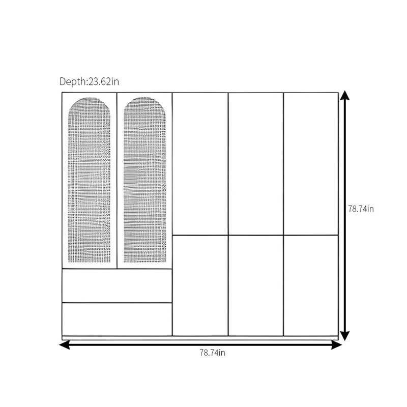 Garde-robe rétro simple en rotin moderne, H 78,74 po x l 78,74 po x P 23,62 po