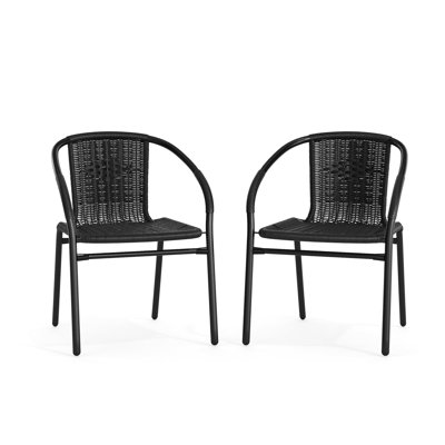 2 Pack Rattan Restaurant Chair Outdoor
