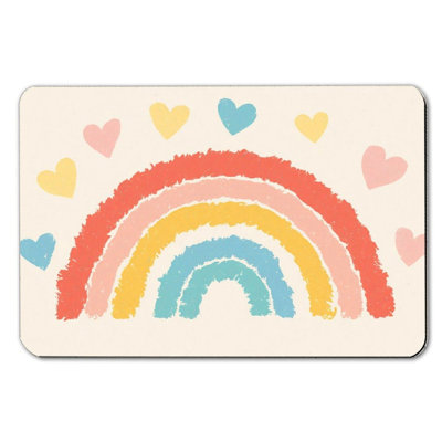 Tapis de bain Cozy Pastel Rainbow Heart, 16 x 24