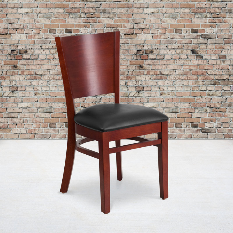 Kadircan Solid Back Wooden Restaurant Chair, Mahogany/Black