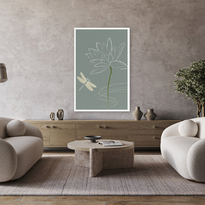 Art japonais, dessin de libellule et de fleurs, nature botanique et botanique, illustration moderne, art minimaliste minimaliste; Moderne