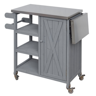 Outdoor Kitchen Island, Rolling Bar Cart & Storage Cabinet