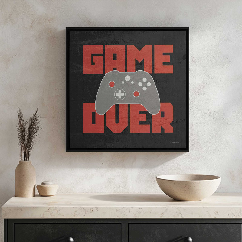«Game Over» par Susan Ball, reproduction d'art, Toile avec cadre, L 20 po x H 20 po, Noir