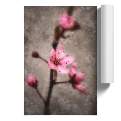 Pink Cherry Blossom Flowers Painting - Frameless Print