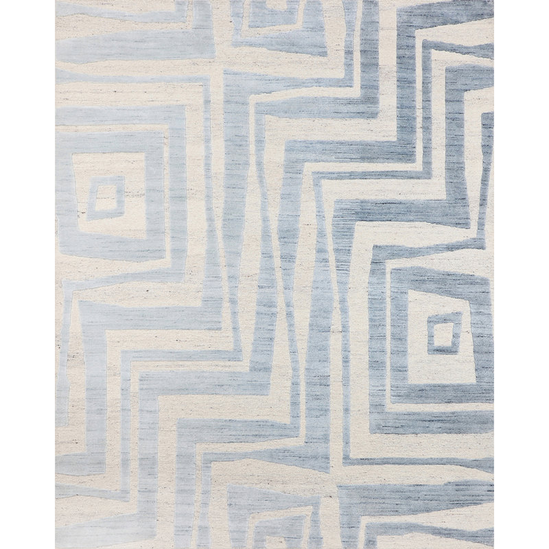 Hand Woven Wool Geometric Area Rug, Rectangle 10' x 14'