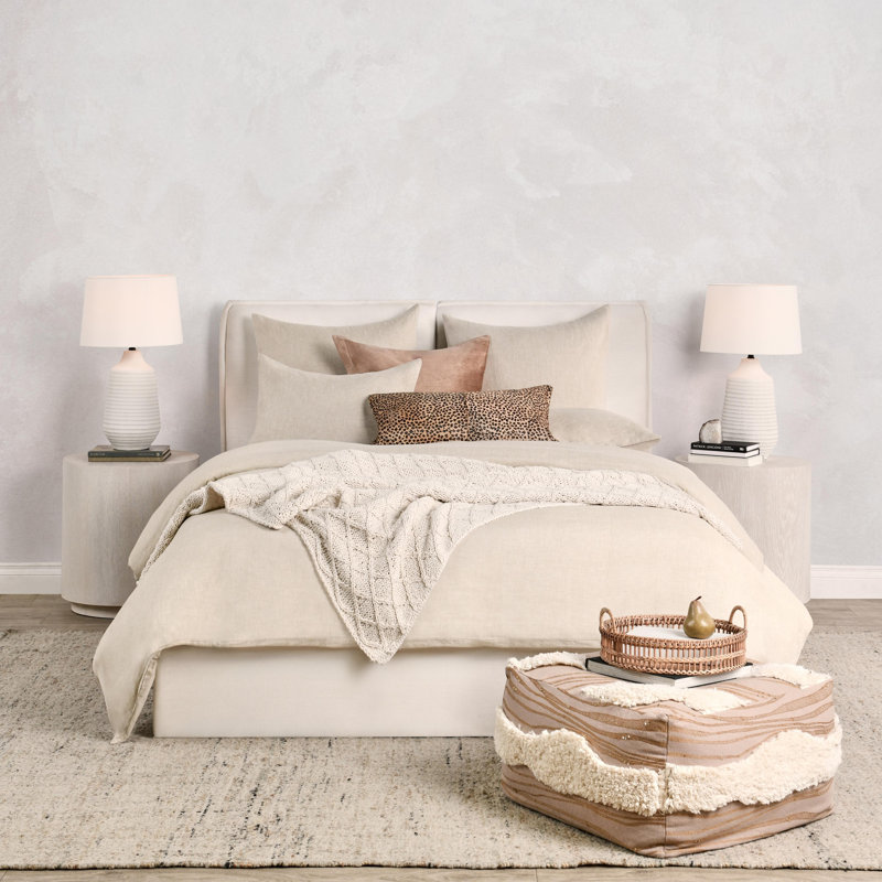 Jayson 3-Piece Linen Cashmere Blend Duvet Set, Beige, Queen Duvet Cover/Insert + 2 Standard Shams