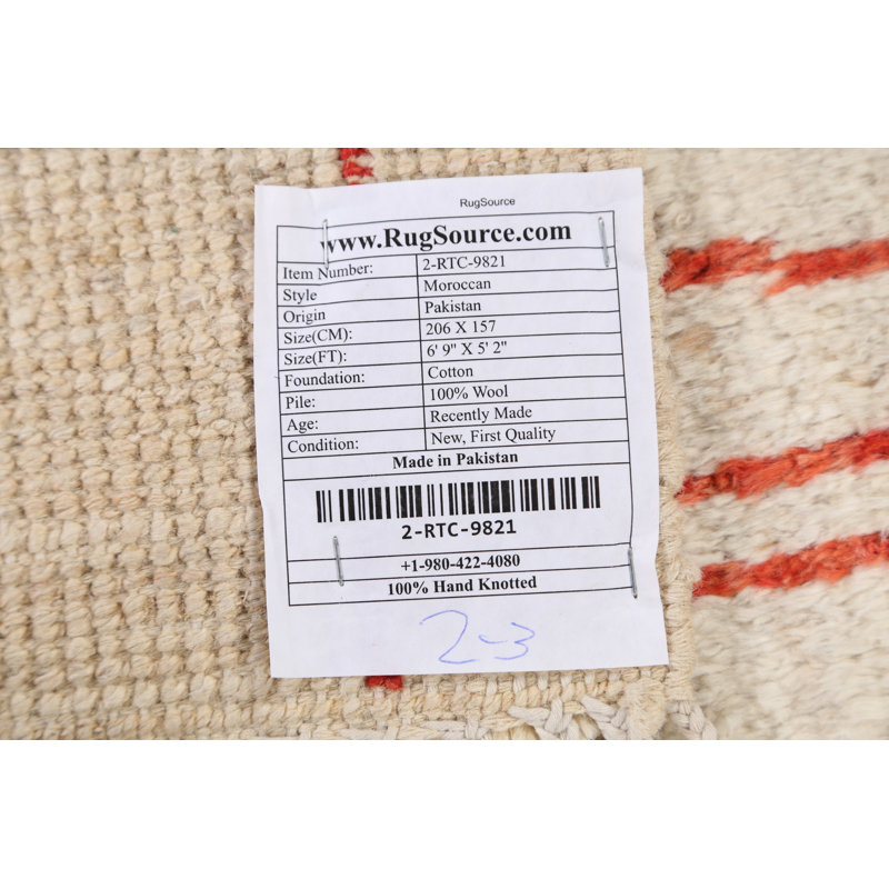 One-of-a-Kind 5'2" X 6'9" Wool Area Rug in Ivory