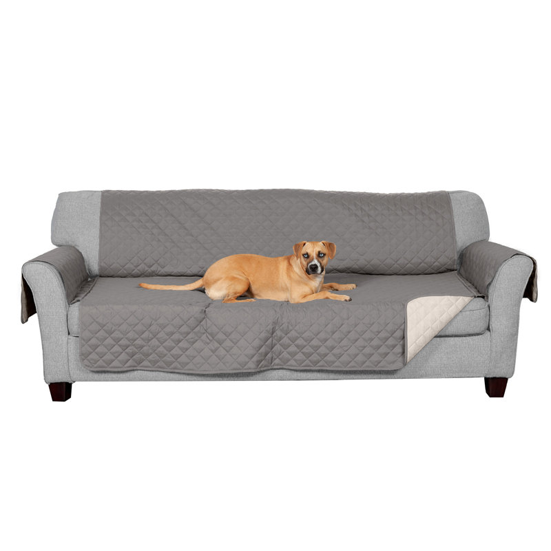 Reversible Gray and Mist Quilted Sofa Cover Protector