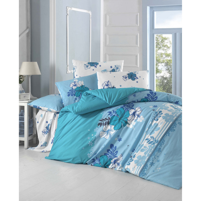 Ensemble de housse de couette 100% coton Myrobalan, Housse de couette double + 2 taies d'oreiller stan