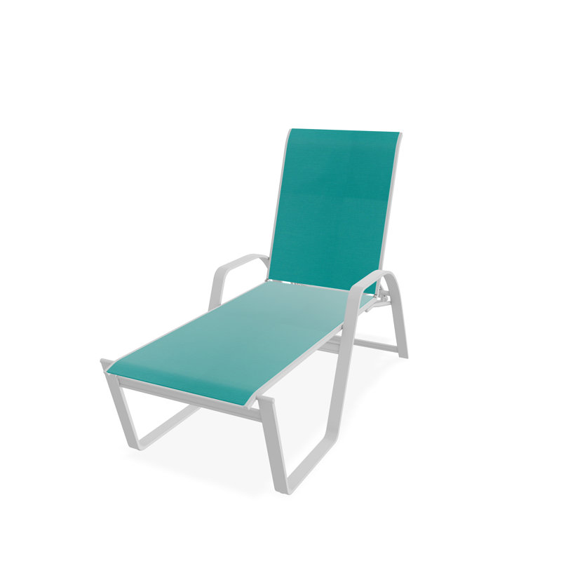 Chaise longue empilable Aruba II, Turquoise, Blanc